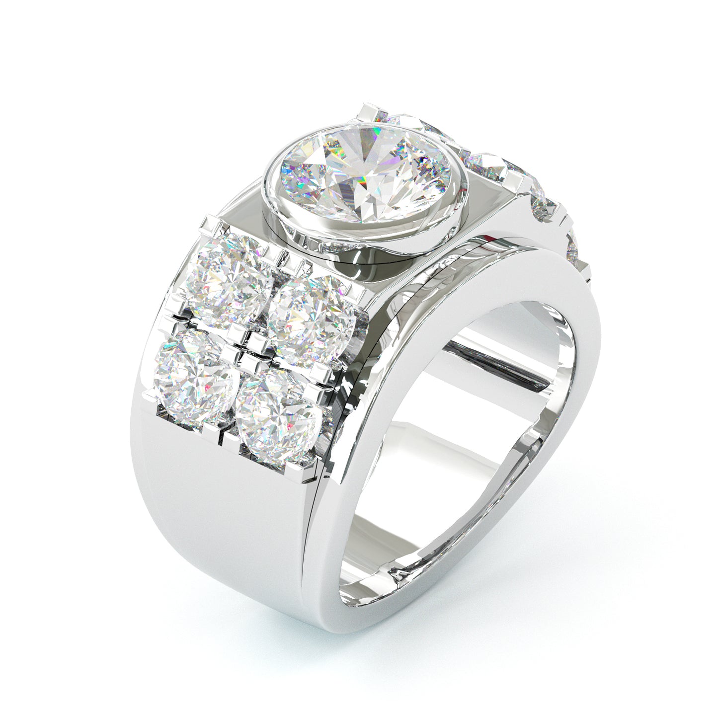 Jorrio handmade imperial round cut pavé statement men's ring