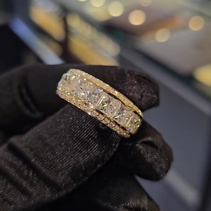 Jorrio handmade gold-color princess cut brilliant men's ring