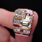 Jorrio Handmade Ruby Emerald&Radiant Cut Glamorous Ring