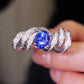 Jorrio handmade ocean blaze sapphire wave sterling silver ring