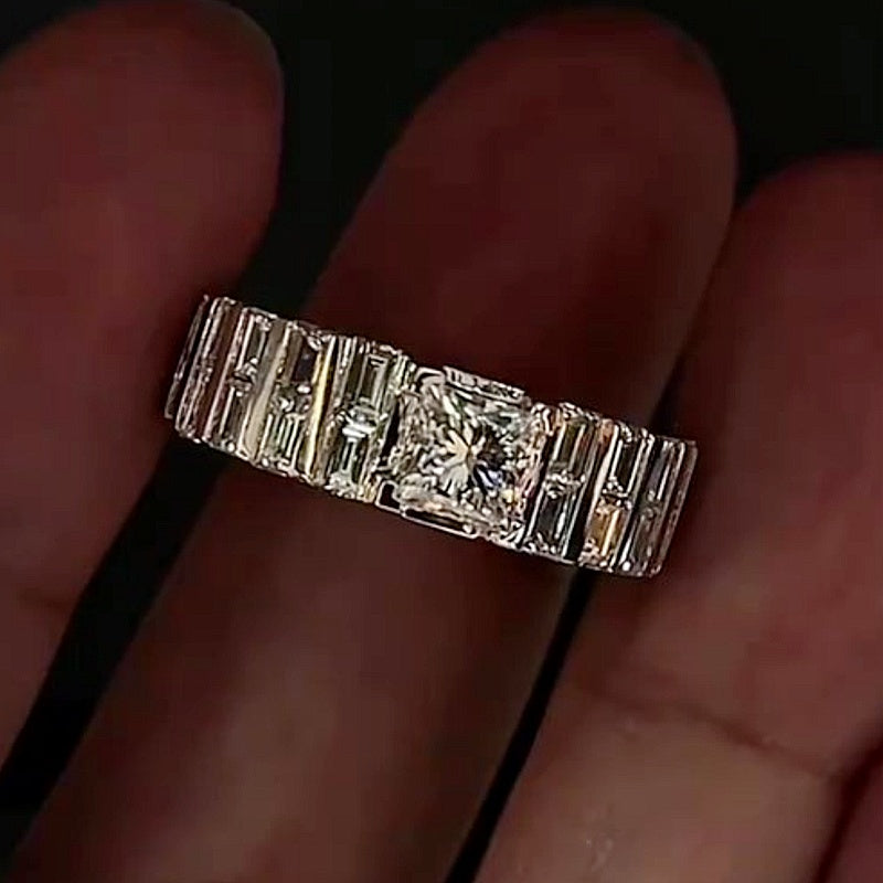 Jorrio Handmade Sleek Full-Baguette Radiant Statement Men's Ring