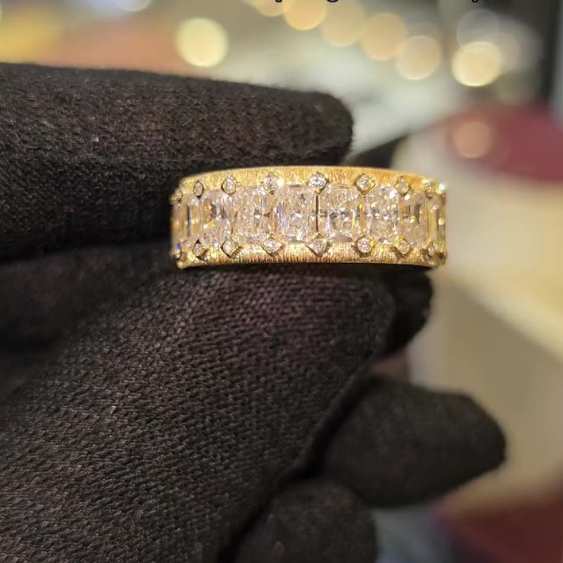 Jorrio handmade gold-color radiant cut vintage sterling silver men's ring