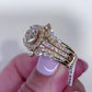 Jorrio halo round cut gold sterling silver ring set