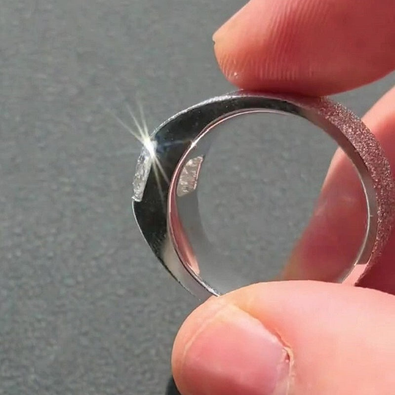 Jorrio handmade 2ct radiant cut chic luxury frosted texture wide band men's ring