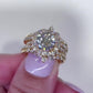 Jorrio halo round cut gold sterling silver ring set