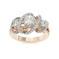 Jorrio handmade round cut triple-stone crisscross pavé halo moissanite ring