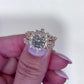 Jorrio halo round cut gold sterling silver ring set