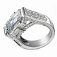Jorrio handmade elegant emerald-cut triple-layer pavé sparkle men's ring