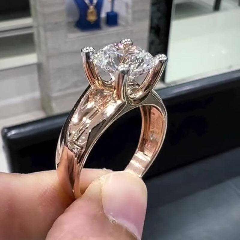 Jorrio handmade 5ct round cut moissanite dedicate sterling silver ring
