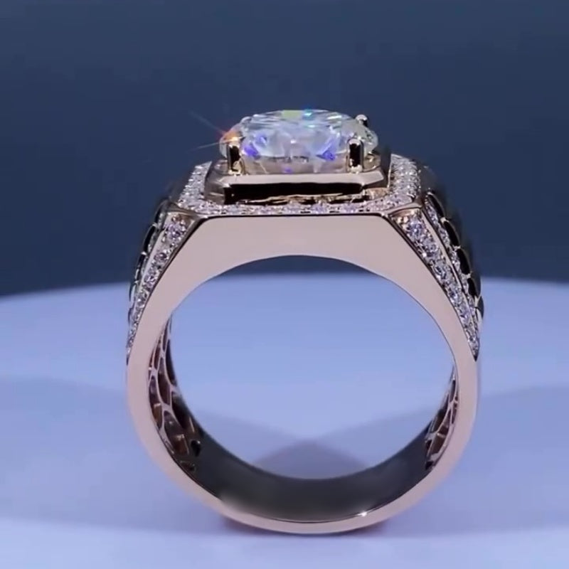 Jorrio handmade 5ct round cut pavé setting dazzling men's ring