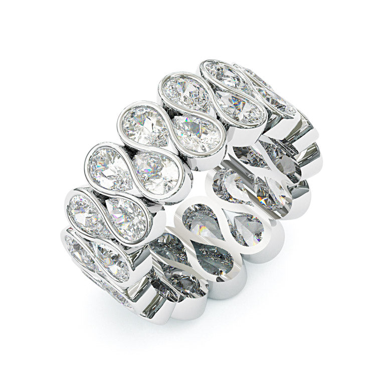 Jorrio Handmade Infinity Loop Pear CZ Bezel Set Wide Band Women’s Ring