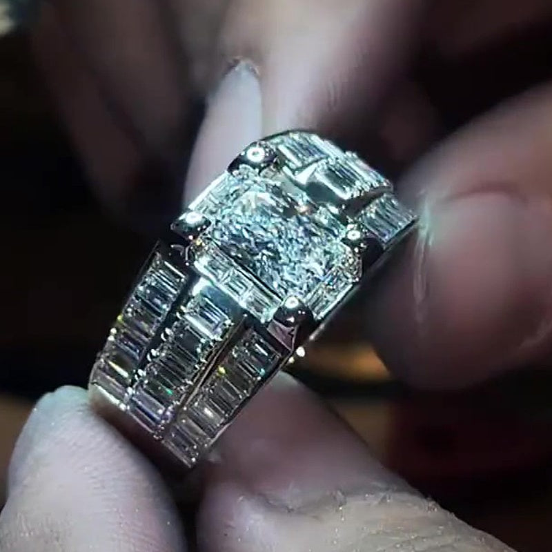 Jorrio Handmade Iced Out Moissanite Men's Luxury Statement Ring