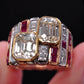 Jorrio Handmade Ruby Emerald&Radiant Cut Glamorous Ring