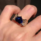 Jorrio handmade sapphire heart cut sterling silver wedding engagement ring