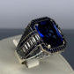 Jorrio handmade vintage-style radiant cut blue sapphire men’s ring