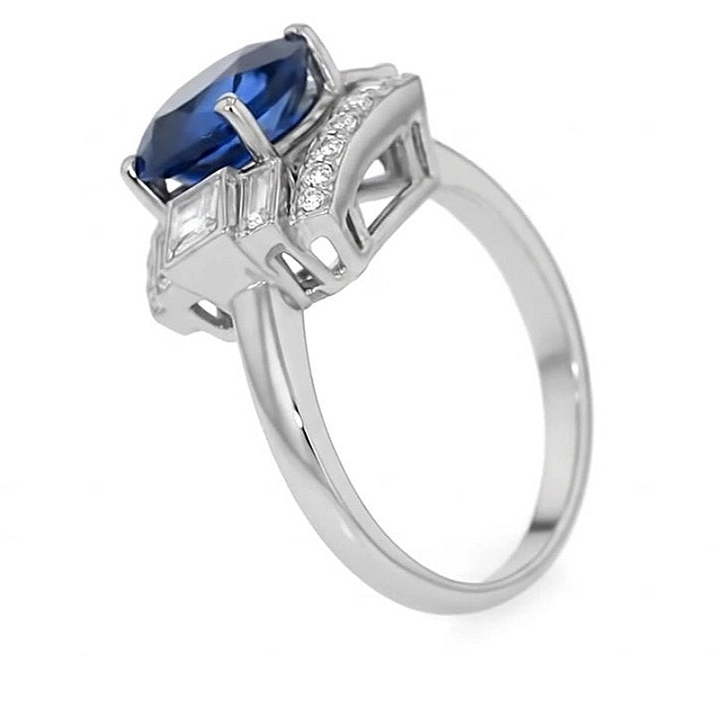 Jorrio Handmade Luxury Sapphire Oval CZ Vintage Men's Ring