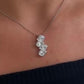 Jorrio handmade white sparkling asscher& round cut sterling silver necklace