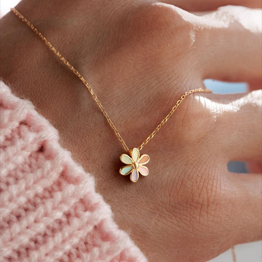 Jorrio handmade colorful jasmine flower sterling silver necklace