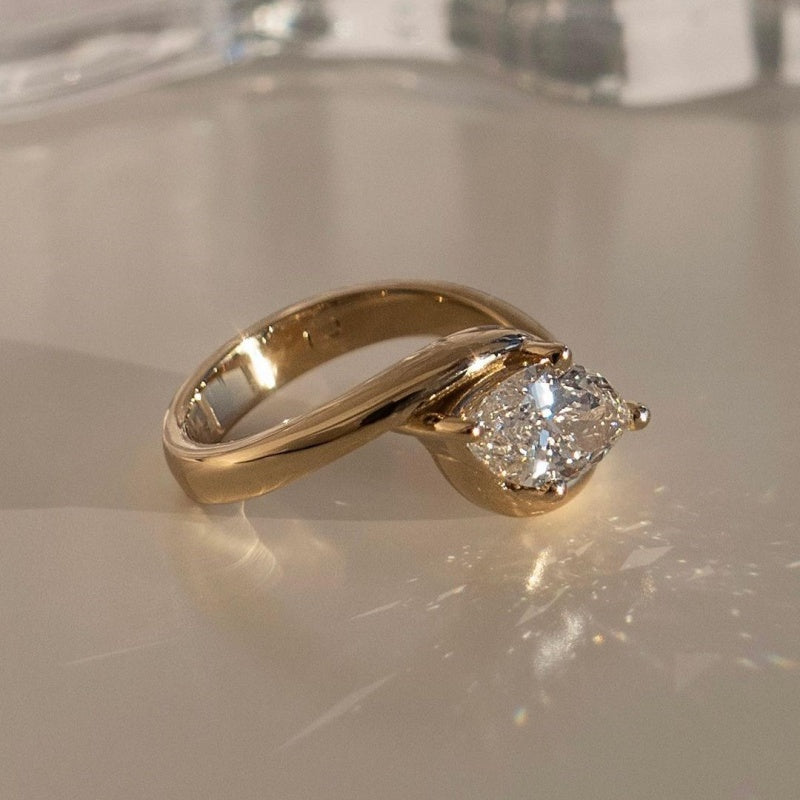 Jorrio handmade 1ct marquise cut gold sterling silver engagement ring