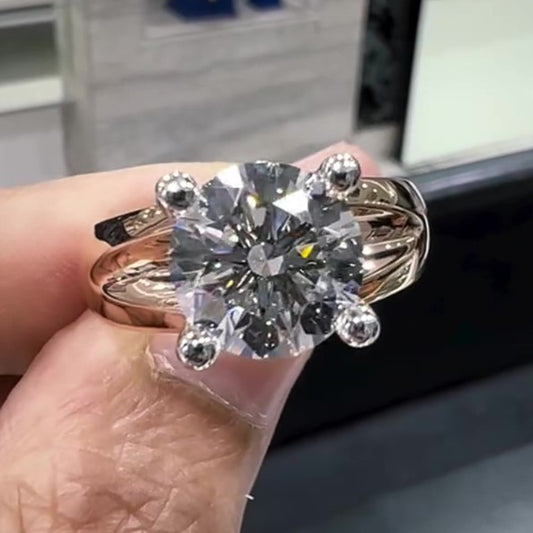 Jorrio handmade 5ct round cut moissanite dedicate sterling silver ring