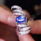 Jorrio handmade ocean blaze sapphire wave sterling silver ring