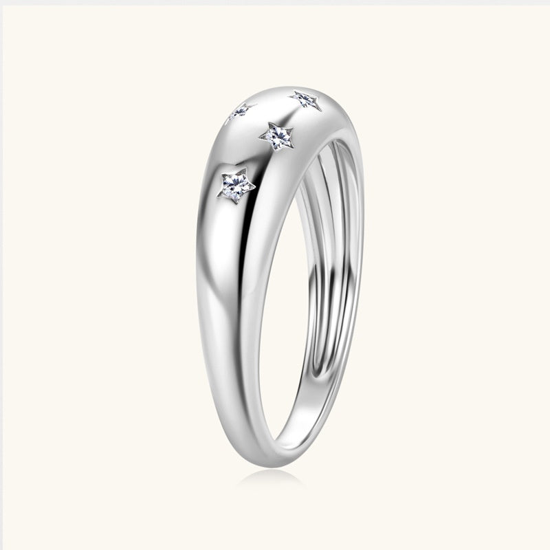 Jorrio handmade 0.11ct elegant and captivating star-adorned moissanite sterling silver ring