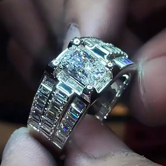 Jorrio Handmade Iced Out Moissanite Men's Luxury Statement Ring