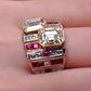 Jorrio Handmade Ruby Emerald&Radiant Cut Glamorous Ring