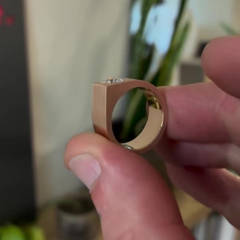 Jorrio handmade minimalist & modernist rose gold geometric solitaire men's ring