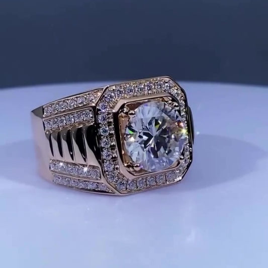Jorrio handmade 5ct round cut pavé setting dazzling men's ring