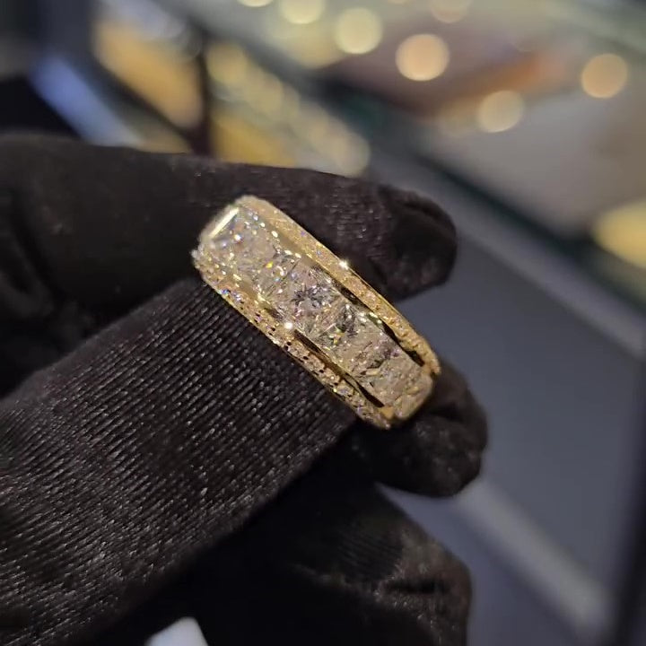 Jorrio handmade gold-color princess cut brilliant men's ring