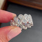 Jorrio Handmade Infinity Loop Pear CZ Bezel Set Wide Band Women’s Ring