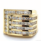 Jorrio Handmade Multiple Tiers Channel Set Round CZ Angled Men's Band Ring
