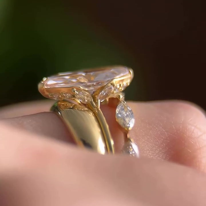 Jorrio charming 3ct gold-color marquise cut sterling silver 3pcs ring set