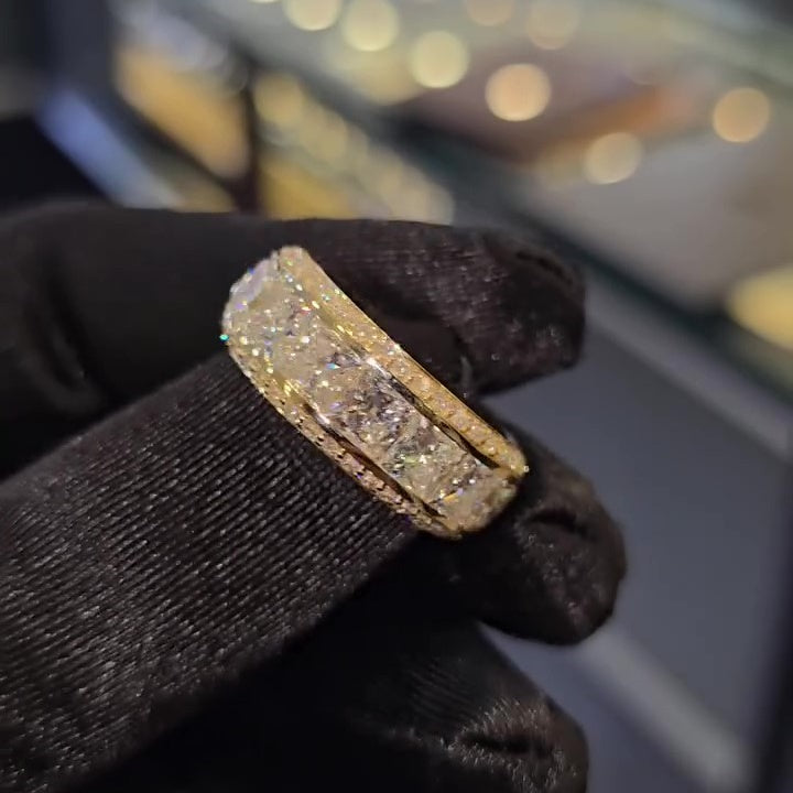 Jorrio handmade gold-color princess cut brilliant men's ring