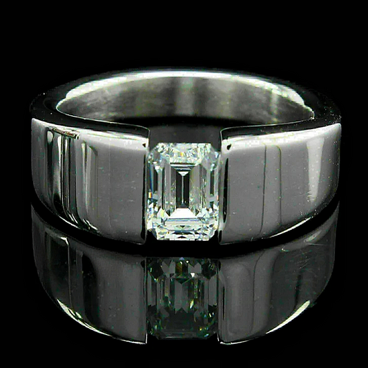 Jorrio Handmade 2ct Emerald-cut Bezel-set Modern Men's Ring