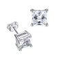 Jorrio four prongs princess cut created diamond sterling silver earrings