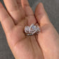 Jorrio handmade round cut triple-stone crisscross pavé halo sterling silver ring