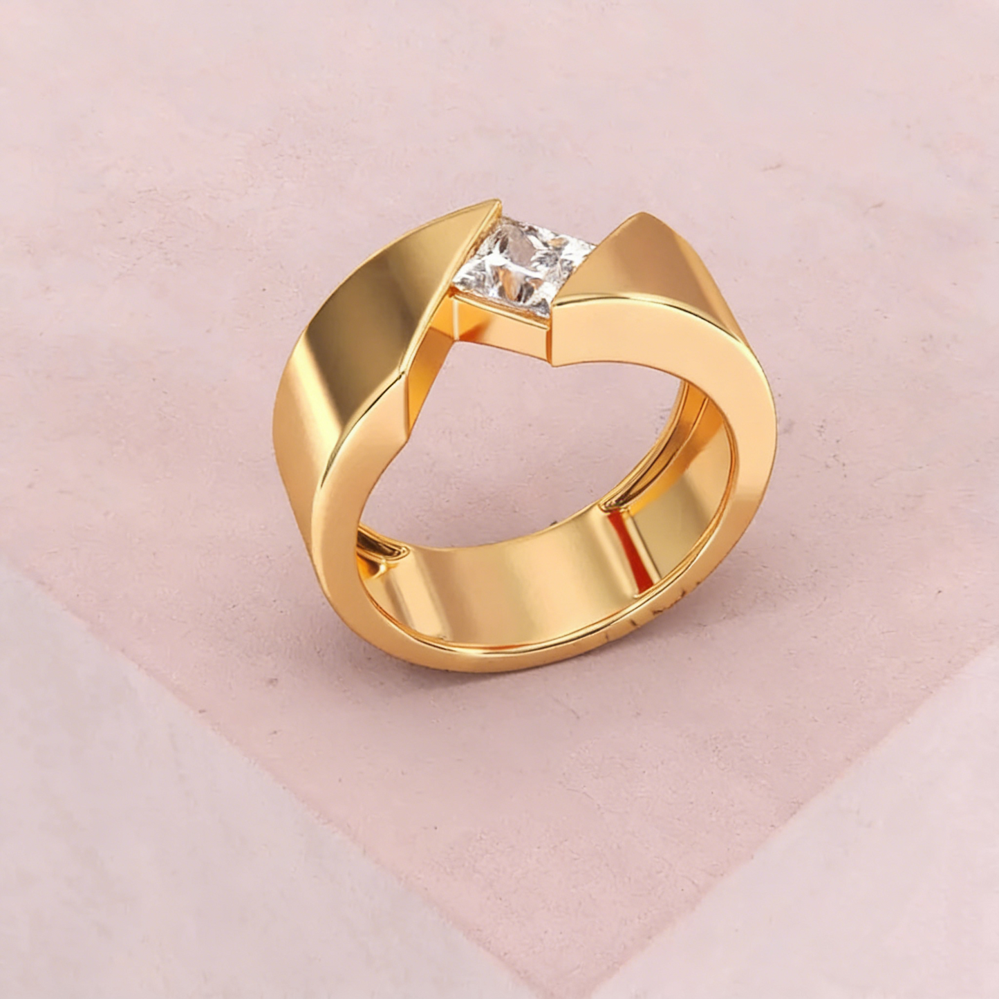 Jorrio Handmade 1CT Princess Cut Moissanite Geometric Wedding Men's Ring