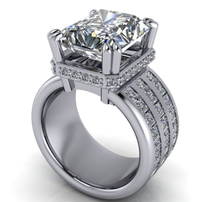 Jorrio handmade bold & statement radiant cut channel-set men's wide band ring