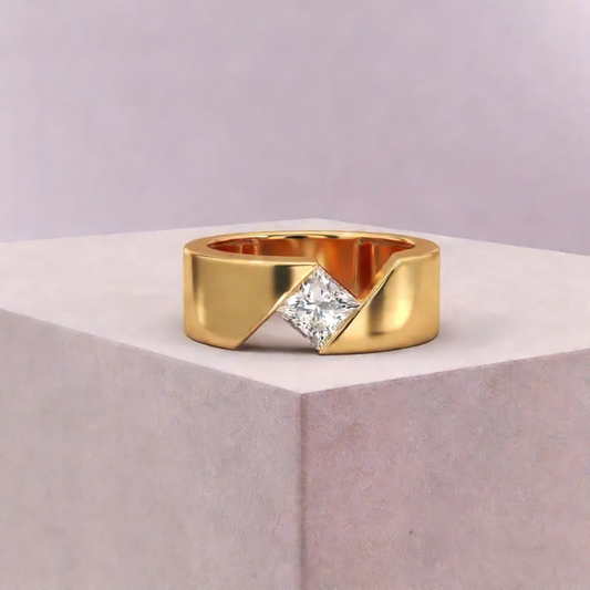 Jorrio Handmade 1CT Princess Cut Moissanite Geometric Wedding Men's Ring