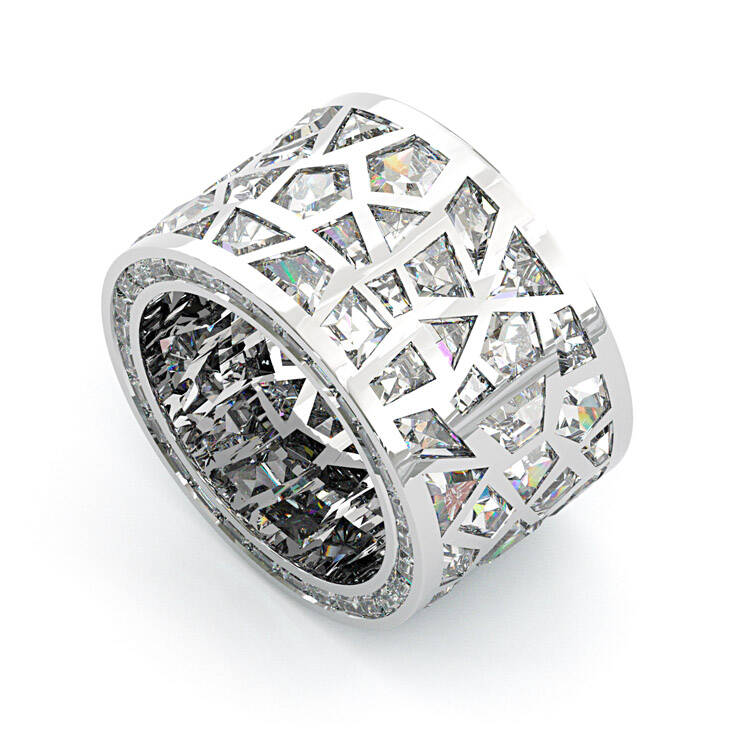 Jorrio handmade unconventional random irregular polygon broken mirror men's ring