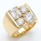 Jorrio Handmade Vintage Round and Emerald Cut Men's Wide Band Ring