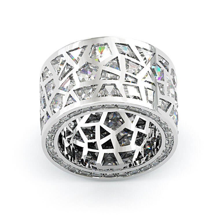 Jorrio handmade unconventional random irregular polygon broken mirror men's ring