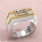 Jorrio Handmade Art Deco Two‑Tone Baguette Cut Men’s Wedding Band Ring