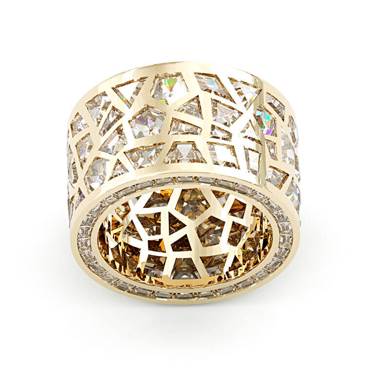 Jorrio handmade unconventional random irregular polygon broken mirror men's ring