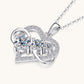 Jorrio handmade 1.6ct round cut timeless double hoop heart-shape moissanite sterling silver necklace