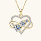 Jorrio handmade 1.6ct round cut timeless double hoop heart-shape moissanite sterling silver necklace