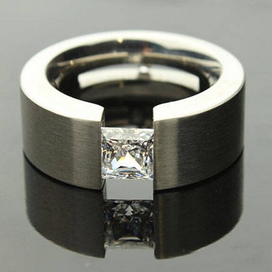 Jorrio Handmade Minimalist Princess Cut Men’s Ring