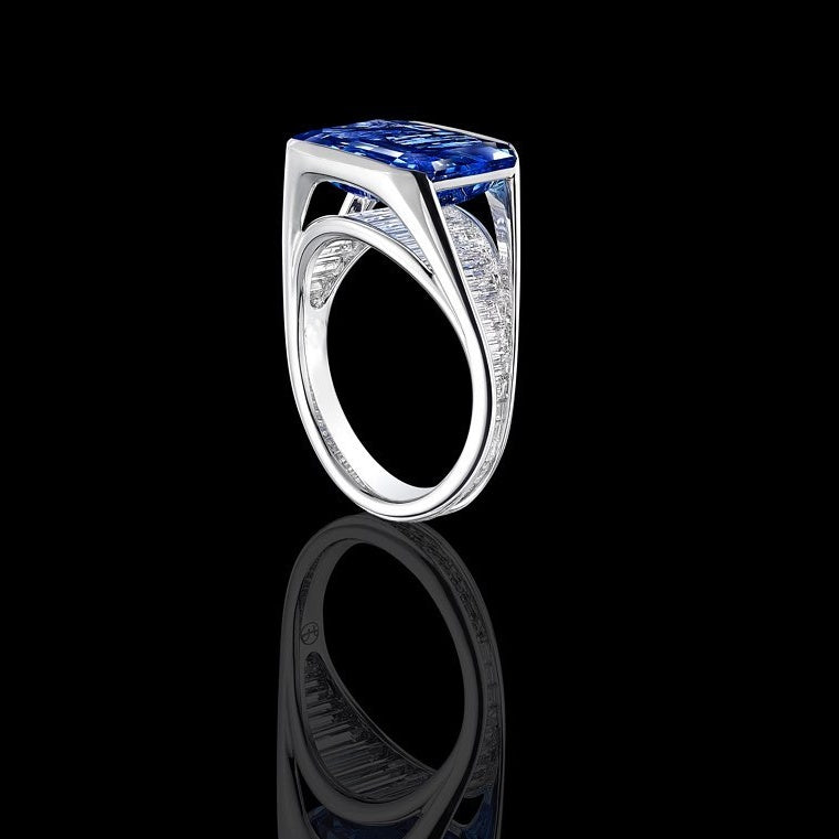Jorrio Handmade Sapphire Radiant Cut Vintage Men's Ring